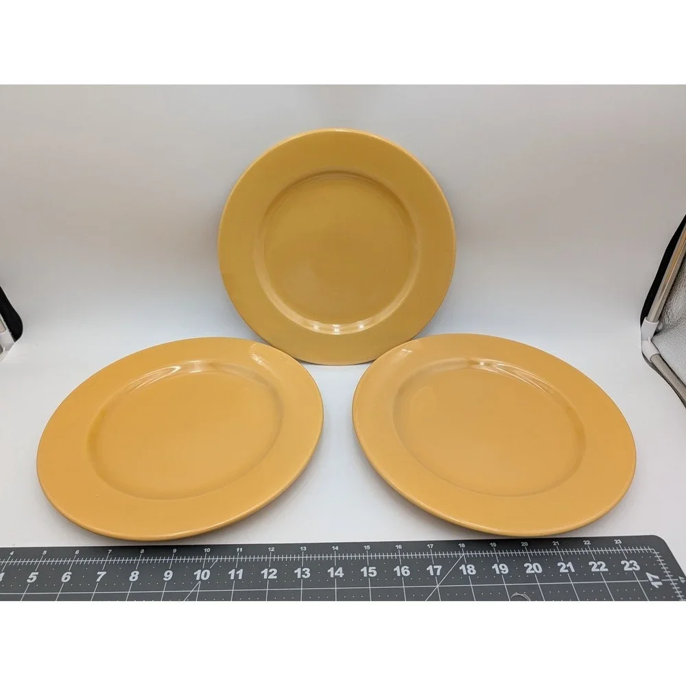 Pier 1 Ironstone Bohemian Yellow Dinner Plate 10.25 Inch Lot of 3